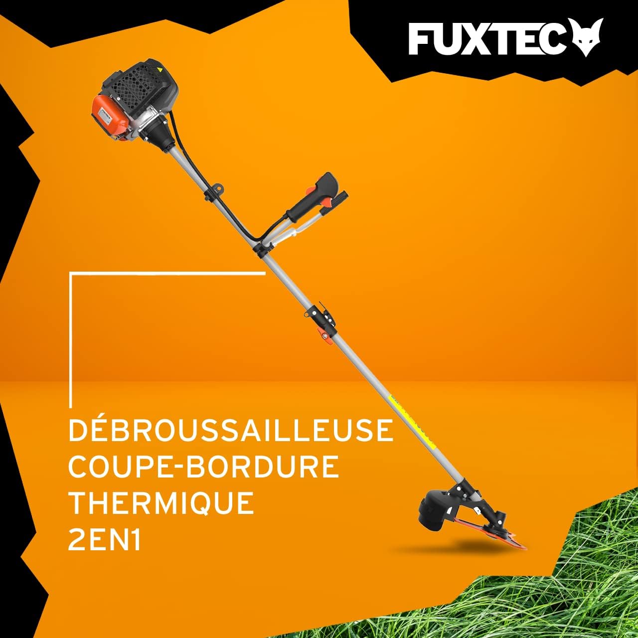 Fuxtec Débroussailleuse Thermique FX-MS152 Multitool 2 en 1 52cm3 Coupe Bordure Rotofil Essence Conçue pour Mauvaises Herbes, Arbustes et Espaces Verts