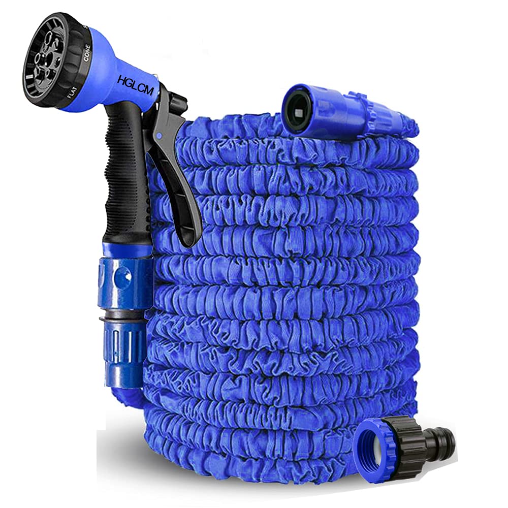 HGLCM Tuyau d'arrosage extensible de 7.5m/15m/22.5m/30m/37.5m tuyau d'arrosage extensible 3 fois, tuyau magique flexible, anti-fuite, léger et facile à ranger(Vert,7.5m)