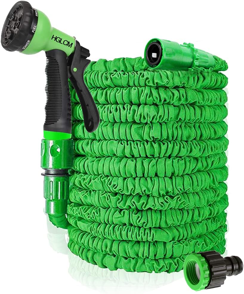 HGLCM Tuyau d'arrosage extensible de 7.5m/15m/22.5m/30m/37.5m tuyau d'arrosage extensible 3 fois, tuyau magique flexible, anti-fuite, léger et facile à ranger(Vert,7.5m)