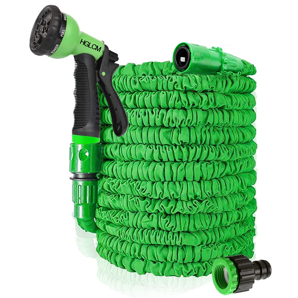 HGLCM Tuyau d'arrosage extensible de 7.5m/15m/22.5m/30m/37.5m tuyau d'arrosage extensible 3 fois, tuyau magique flexible, anti-fuite, léger et facile à ranger(Vert,7.5m)