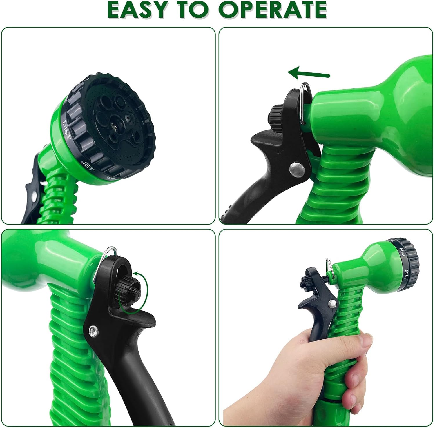 Gsakskdsap Tuyau d'Arrosage Extensible 15m, Tuyau Arrosage Extensible avec 7 Modes de Pulvérisation, D'Arrosage Flexible, Léger et Facile à Ranger Pour Irrigation, Jardin, Arrosage, Nettoyage