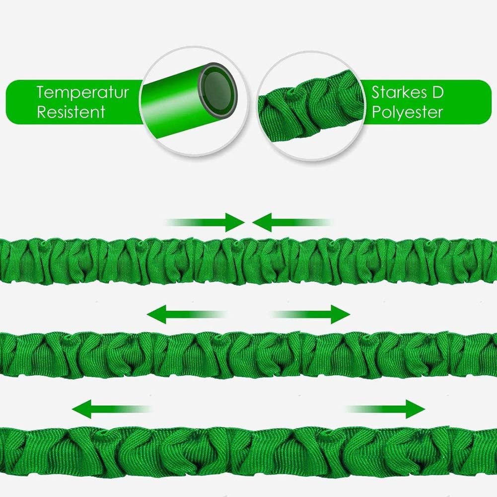 HGLCM Tuyau d'arrosage extensible de 7.5m/15m/22.5m/30m/37.5m tuyau d'arrosage extensible 3 fois, tuyau magique flexible, anti-fuite, léger et facile à ranger(Vert,7.5m)