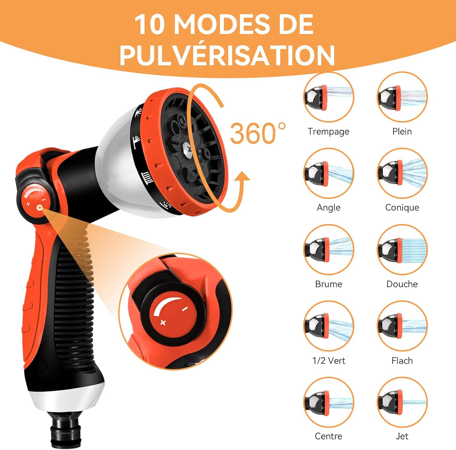 Yofidra Tuyau d'Arrosage Extensible 30m/100Ft avec 10 Modèles de Pulvérisation Convient aux Robinets de 1/2" et 3/4" Raccords en Métal Durables pour Jardin, Arrosage, Nettoyage