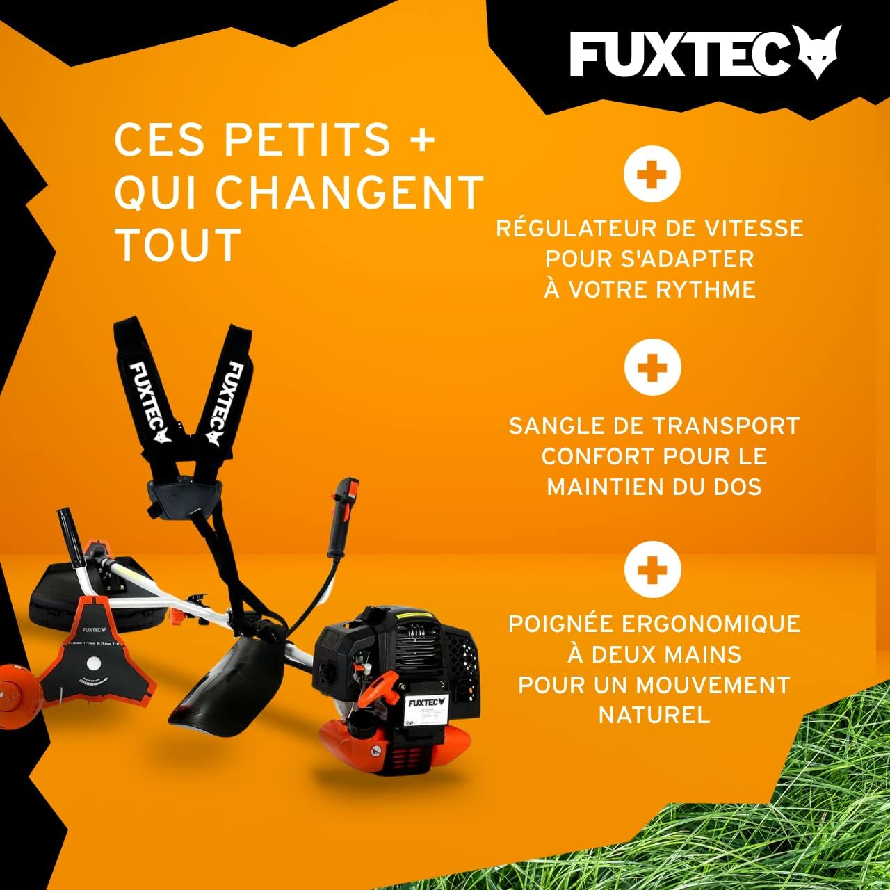 Fuxtec Débroussailleuse Thermique FX-MS152 Multitool 2 en 1 52cm3 Coupe Bordure Rotofil Essence Conçue pour Mauvaises Herbes, Arbustes et Espaces Verts
