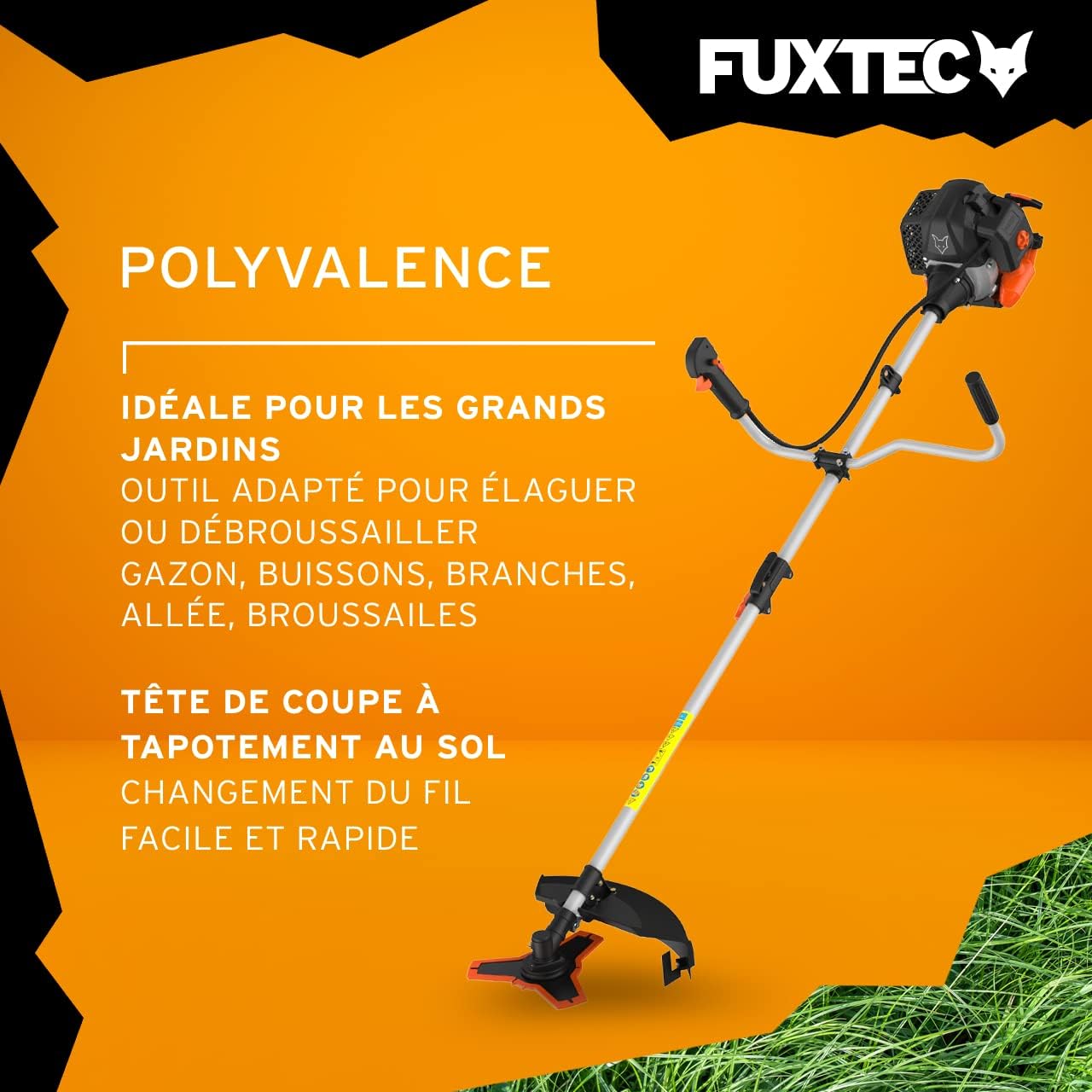 Fuxtec Débroussailleuse Thermique FX-MS152 Multitool 2 en 1 52cm3 Coupe Bordure Rotofil Essence Conçue pour Mauvaises Herbes, Arbustes et Espaces Verts