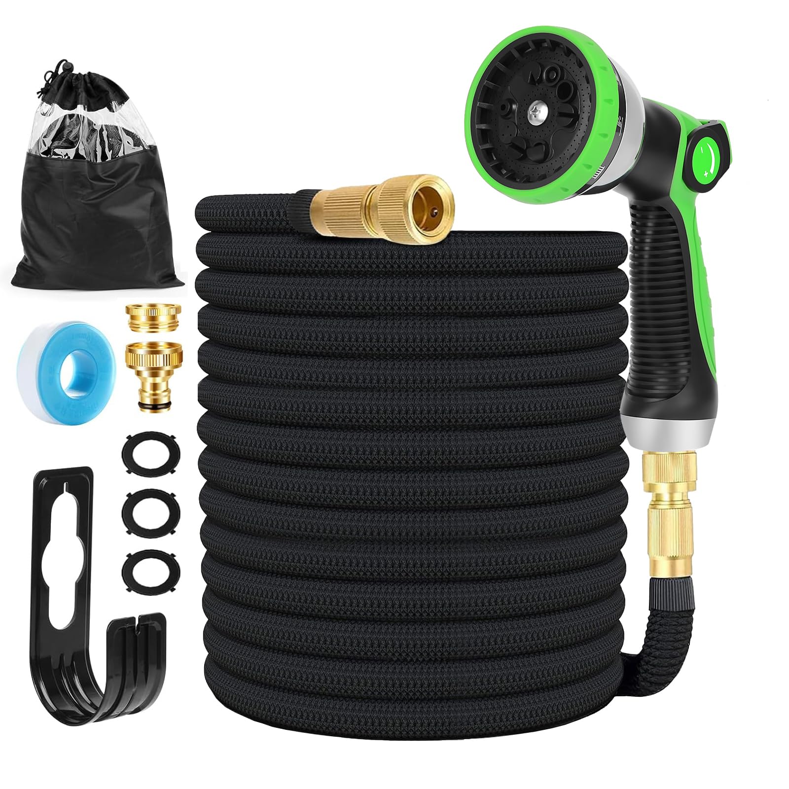 Tuyau d'arrosage Extensible avec 8 Modèles de Pulvérisation Convient aux Robinets de 1/2" et 3/4" Raccords Tuyau flexible et léger pour Jardin, Arrosage, Nettoyage avec Sac de Rangement