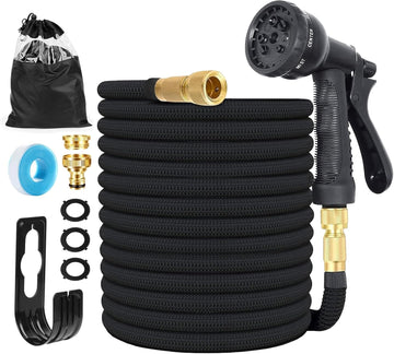 Tuyau d'arrosage Extensible avec 8 Modèles de Pulvérisation Convient aux Robinets de 1/2" et 3/4" Raccords Tuyau flexible et léger pour Jardin, Arrosage, Nettoyage avec Sac de Rangement