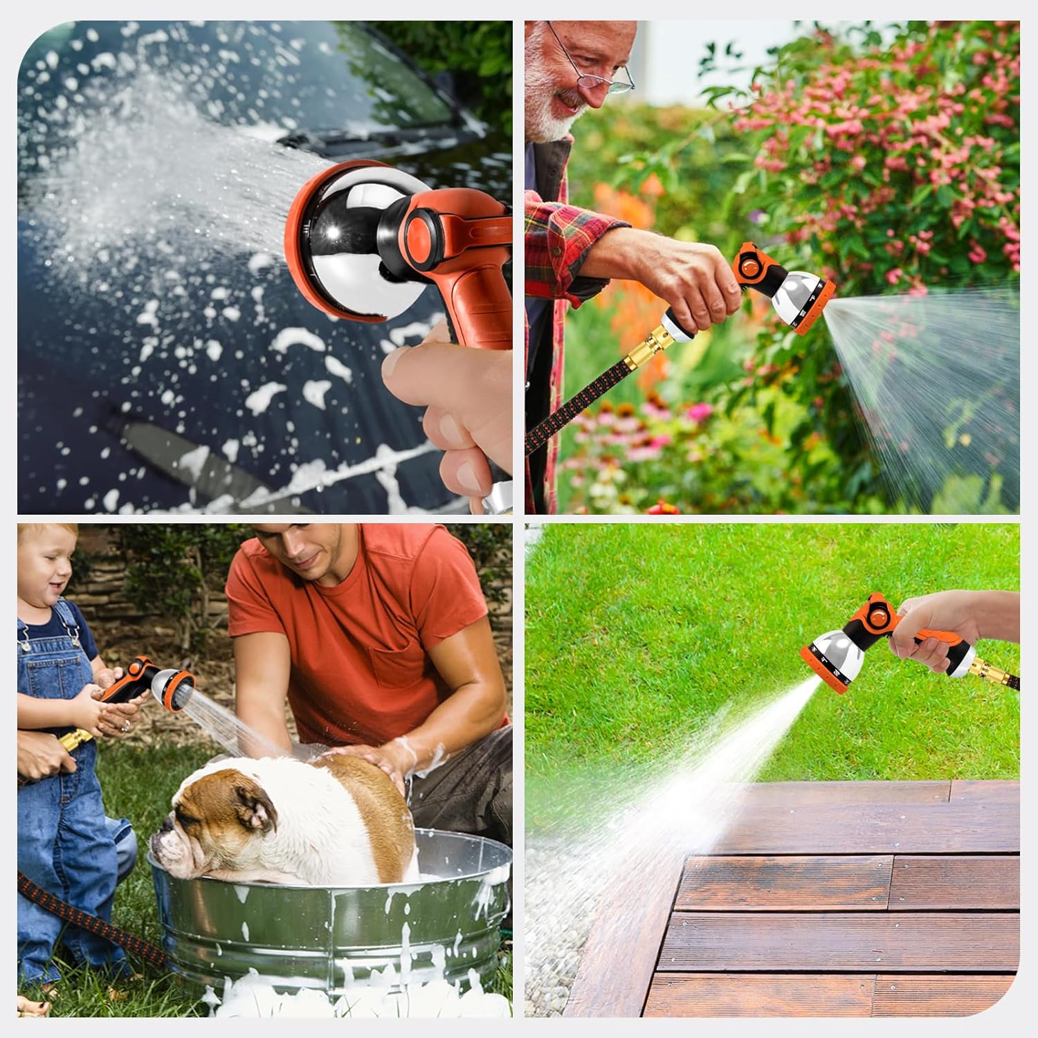 Yofidra Tuyau d'Arrosage Extensible 30m/100Ft avec 10 Modèles de Pulvérisation Convient aux Robinets de 1/2" et 3/4" Raccords en Métal Durables pour Jardin, Arrosage, Nettoyage