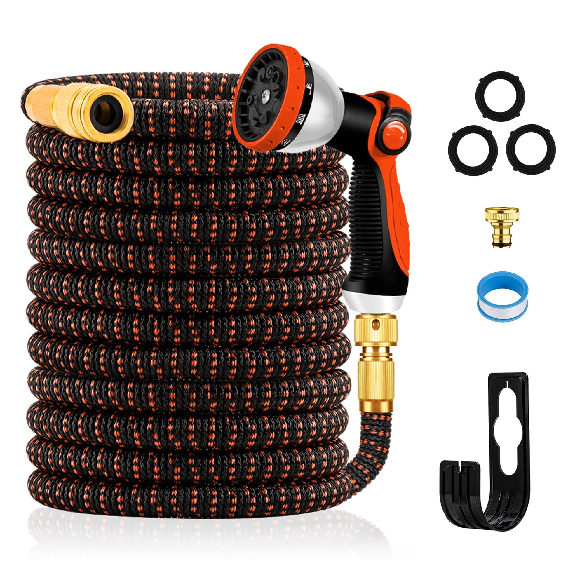 Yofidra Tuyau d'Arrosage Extensible 30m/100Ft avec 10 Modèles de Pulvérisation Convient aux Robinets de 1/2" et 3/4" Raccords en Métal Durables pour Jardin, Arrosage, Nettoyage
