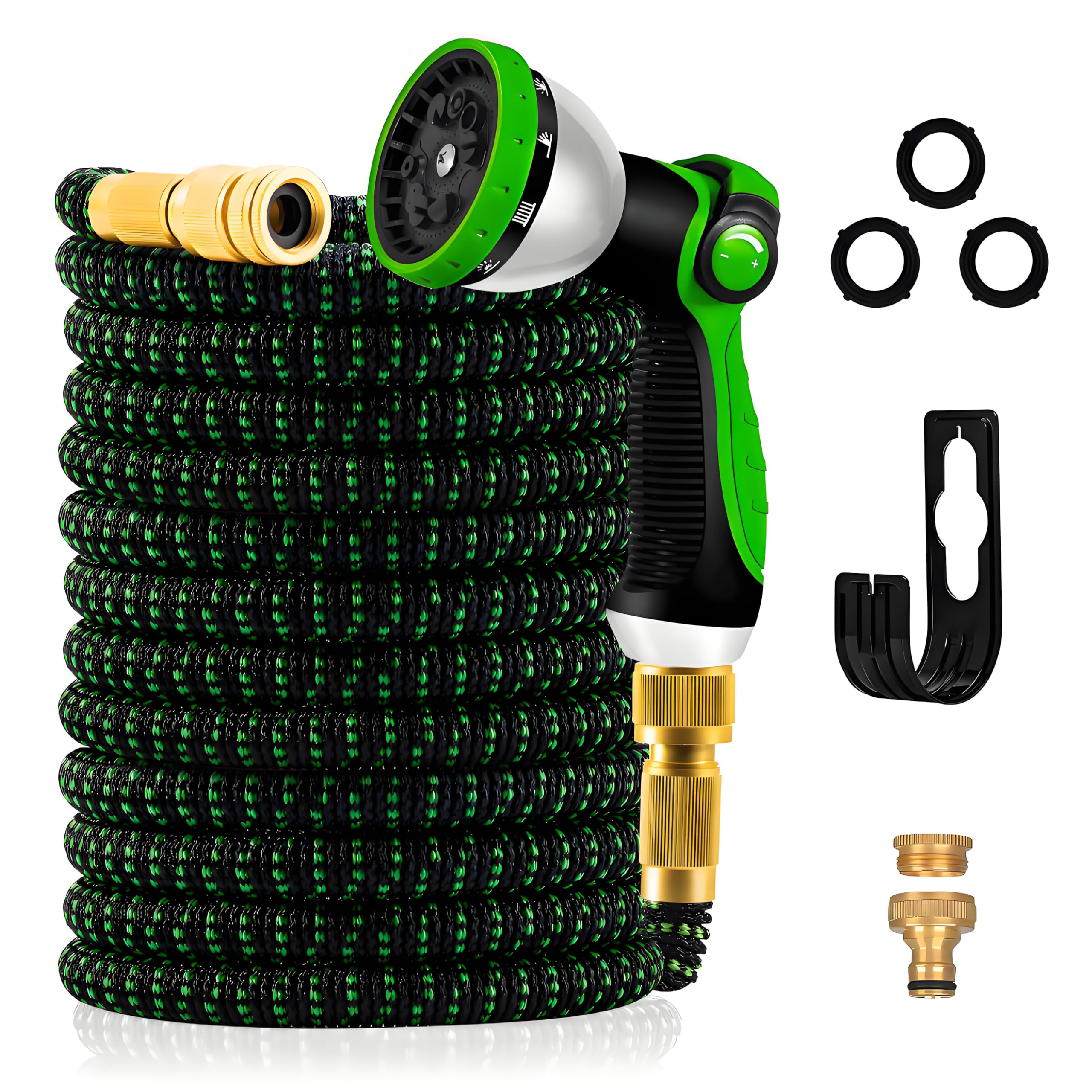 Yofidra Tuyau d'Arrosage Extensible 30m/100Ft avec 10 Modèles de Pulvérisation Convient aux Robinets de 1/2" et 3/4" Raccords en Métal Durables pour Jardin, Arrosage, Nettoyage